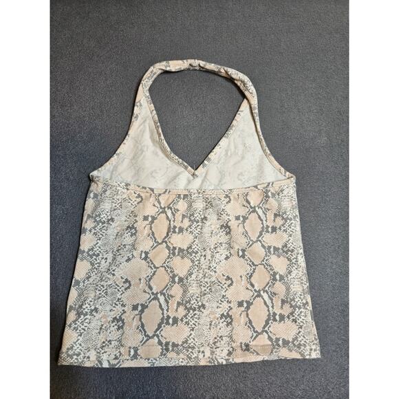 AMERICAN EAGLE HALTER TOP EXTRA SMALL GRAY PINK WHITE SNAKE SKIN PRINTED TANK - Picture 7 of 7
